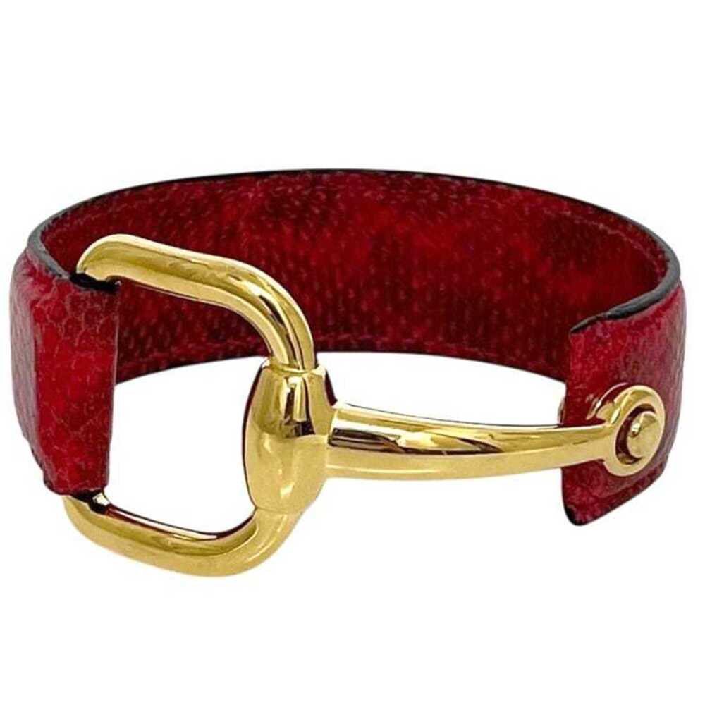 GUCCI Red Leather Horsebit Bracelet